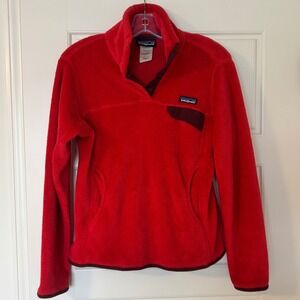 Patagonia Snap-T‎ Fleece Pullover ReTool Retro Tomato Red Women's Size S 2011